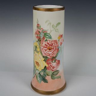 Antique D&C Porcelain Limoges Floral Vase, Signed