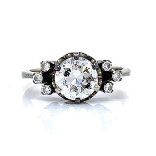 Art Deco 18K White Gold 1.60 Ct. Diamond Ring