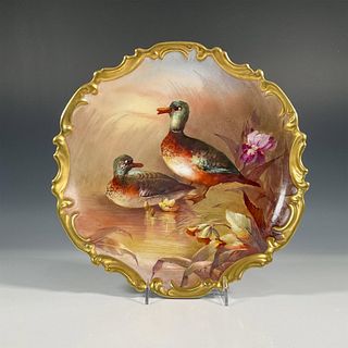 L. Straus & Sons Porcelain Limoges Bird Wall Plate, Signed
