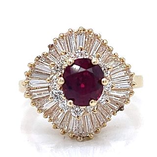 18K Yellow Gold AGL Certified Burma Ruby & Diamond Ring