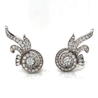 Art Deco French Platinum 3.75 Ct. Diamond Earrings