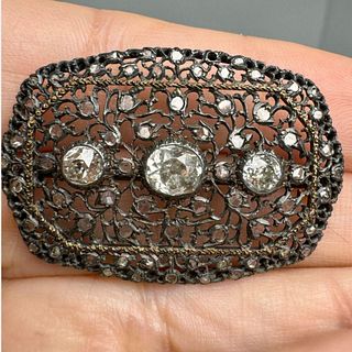 18K & Silver 2.75 Ct. Diamond Brooch