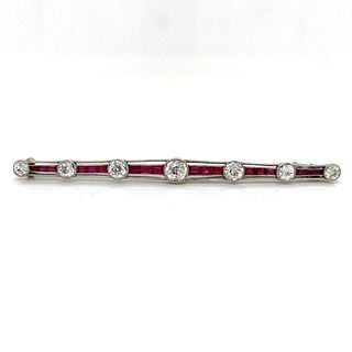 Art Deco Burna Ruby & Diamond Pin