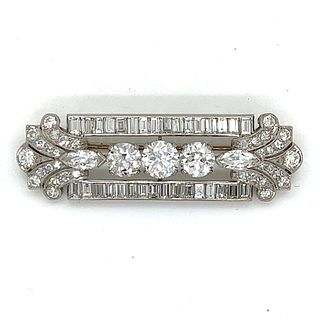 Art Deco Platinum 6.50 Ct. Diamond Brooch