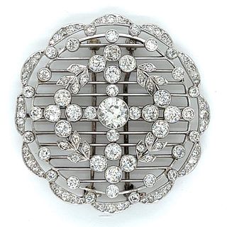 Art Deco Platinum 7.70 Ct. Diamond Brooch
