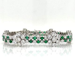 1950â€™s Platinum Diamond & Emerald Bracelet