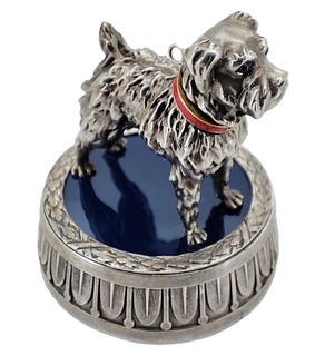 Vintage Russian Imperial Era Silver Dog Figure