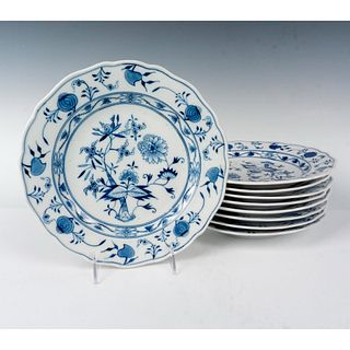 9pc Meissen Porcelain Dinner Plate, Blue Onion