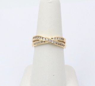 Vintage Crossover Diamonds Yellow Gold Ring