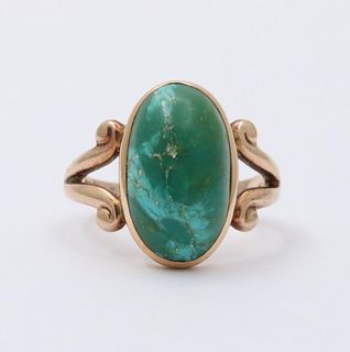 Antique Victorian Yellow Gold Turquoise Ring
