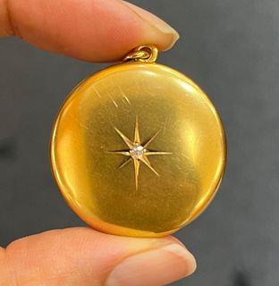Antique Victorian Yellow Gold Diamond Star Locket Pendant