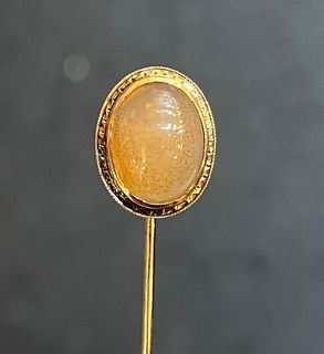 Antique Yellow Gold Agate Stick Pin