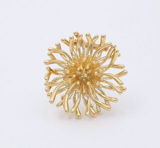 Vintage Tiffany and Co. Yellow Gold Flower Brooch
