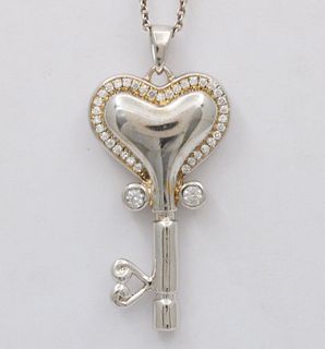 Classic Sterling Silver Open your Heart Key Charm Pendant