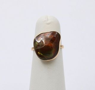 Vintage Fire Agate Yellow Gold Bezel Setting RIng