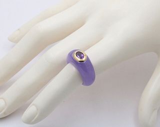 Vintage Purple Jade Amethyst Yellow Gold Ring