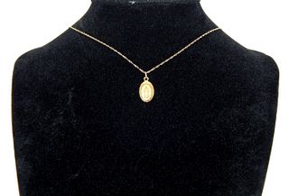 14K Gold Miraculous Mother Mary Necklace 
