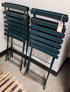 Set 4 Metal Frame Wood Slat Folding Chairs
