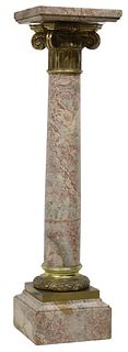 NEOCLASSICAL STYLE MARBLE & BRONZE PEDESTAL COLUMN