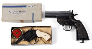 RTS 1962 STARTER PISTOL REVOLVER AND HARRINGTON AND RICHARDSON MARK VI FLARE GUN, LOT OF TWO