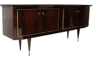 FRENCH MID-CENTURY MODERN LACQUERED MAHOGANY SIDEBOARD