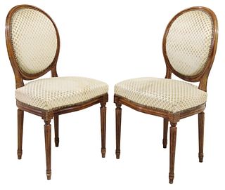 (2) FRENCH LOUIS XVI STYLE UPHOLSTERED SIDE CHAIRS