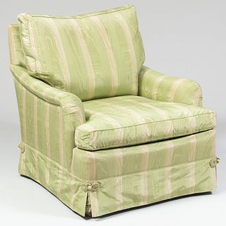 Contemporary Silk Moire Upholstered Club Chair
