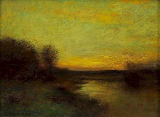CRANE, Bruce. Oil on Canvas. Landscape at Sunset.