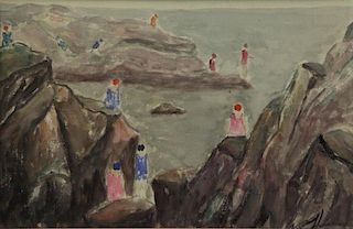 WALKOWITZ, Abraham. Watercolor on Paper. Bathers