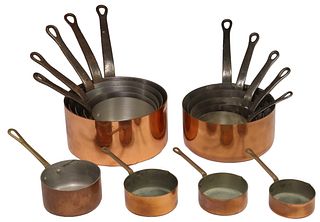 (14) FRENCH COPPER AND GRADUATED SAUCEPANS & POTS