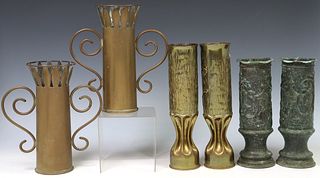 (6) FRENCH WWI-ERA TRENCH ART ARTILLERY SHELL VASES