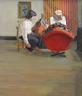 KRAMER, Edith. Oil on Canvas. "The Rehearsal".