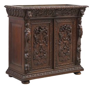 FRENCH RENAISSANCE REVIVAL CARVED JARDINIERE CABINET