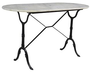  FRENCH MARBLE-TOP CAST IRON BISTRO TABLE