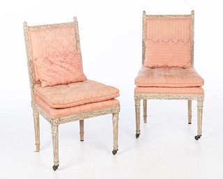Pair of Louis XVI Style Painted Side Chairs, 20th C