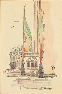 Hattie Saussy (Savannah, 1890-1978), Flags, W/C