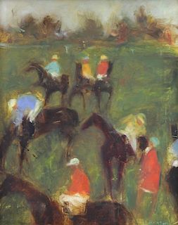 BARTOLI, Jacques. Oil on Canvas "Jockeys".