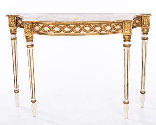 Louis XVI Style Painted Faux Marble Top Console