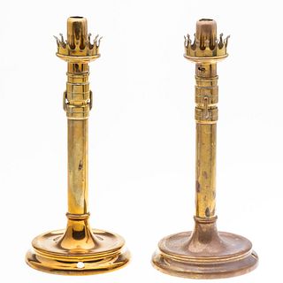 Pair English Brass Wall Sconces/Candlesticks, 19th C
