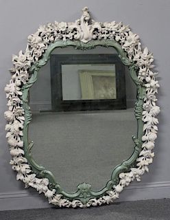 Highly Carved and Paint Decorated Mirror.