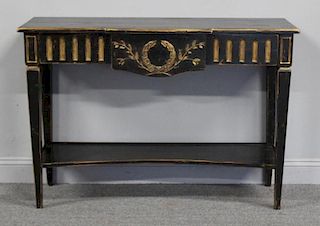 Lacquered and Gilt Decorated 1 Drawer Antique