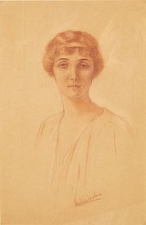 Valentino Molina, Portrait of a Woman, Conte Crayon