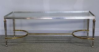 Neoclassical Style Chrome and Brass Coffee Table