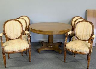 Dining Room Table and 6 Carved Louis XVI Style
