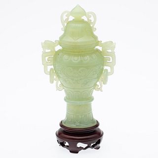 Chinese Jadeite Archaistic Vessel, Qing Dynasty