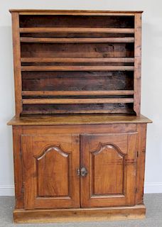 Antique French Stepback Dish Cabinet.