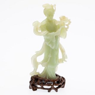 Chinese Carved Jadeite Guanyin, Late 19th C