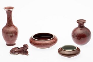 5 Chinese Red Glazed Articles