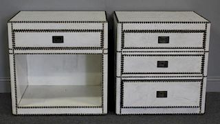 Pair Of Leather Covered and Studded Endtables.