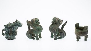 4 Chinese Archaic Style Bronze Articles, Modern